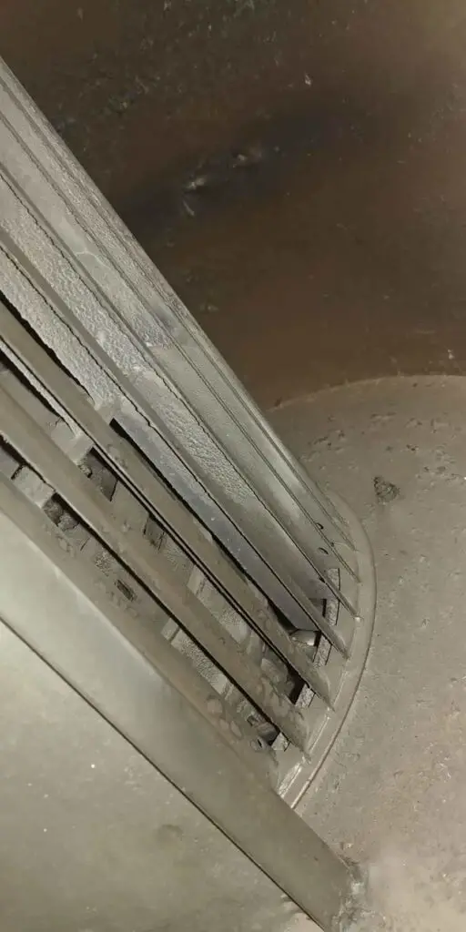 dust accumulating in blower wheel