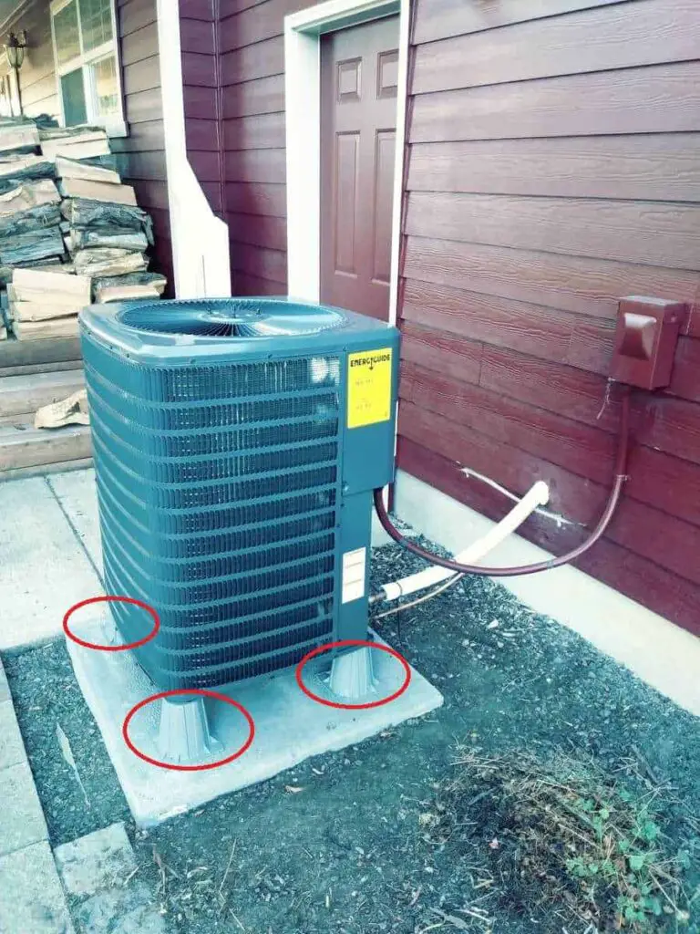Heat pump risers help unit drain and help reduce noise